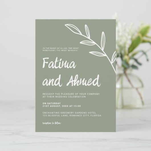 Einfache Minimalistische Hochzeit mit moderner Sag Einladung (Stehend Vorderseite)