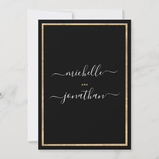 Einfache Minimalistische Hochzeit mit schwarzem Go Einladung (Rückseite)