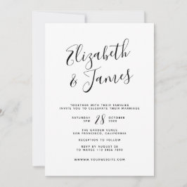 Einfache Minimalistische Hochzeit mit UAWG Details Einladung