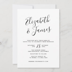 Einfache Minimalistische Hochzeit mit UAWG Details Einladung
