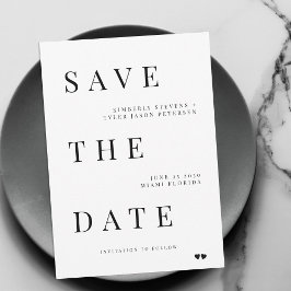 Einfache minimalistische Hochzeit moderner Typogra Save The Date