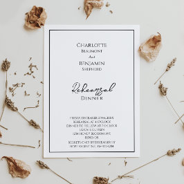 Einfache Minimalistische Hochzeit Probe Dinner Einladung