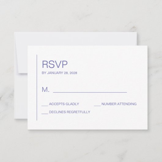 Einfache, minimalistische Hochzeit RSVP Karte (Vorderseite)
