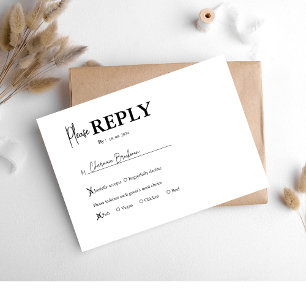Einfache Minimalistische Hochzeit RSVP Karte