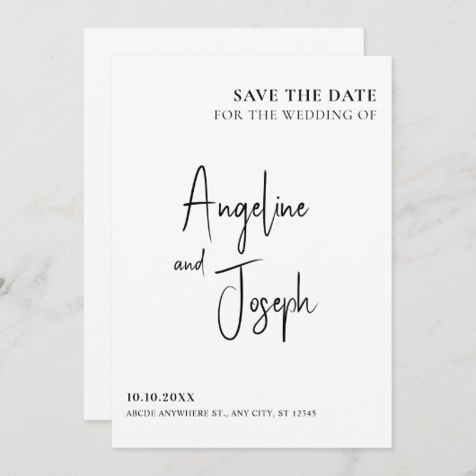 Einfache minimalistische Hochzeit Save The Date (Vorne/Hinten)