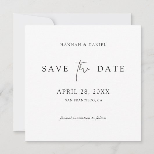 Einfache Minimalistische Hochzeit Save The Date (Vorderseite)