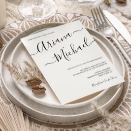 Einfache Minimalistische Hochzeit Schwarz-weiße Ty Einladung