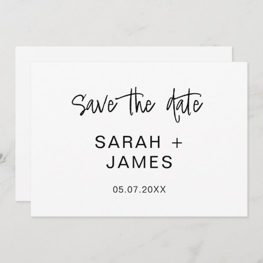 Einfache Minimalistische Hochzeit Speichern Sie di Save The Date (Vorne/Hinten)