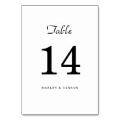 Einfache Minimalistische Hochzeit Tischnummer (Vorderseite)