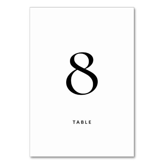 Einfache Minimalistische Hochzeit Tischnummer (Vorderseite)