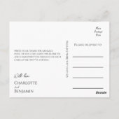 Einfache Minimalistische Hochzeit Vielen Dank Post Postkarte (Rückseite)