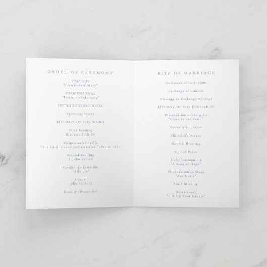 Einfache Minimalistische Hochzeit von Dusty Blue Programm (Innenseite)