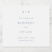 Einfache Minimalistische Hochzeit von Dusty Blue Schaumweinetikett (Einzelnes Label)