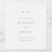 Einfache Minimalistische Hochzeit von Dusty Blue Weinetikett (Einzelnes Label)