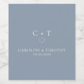 Einfache Minimalistische Hochzeit von Dusty Blue Weinetikett (Einzelnes Label)