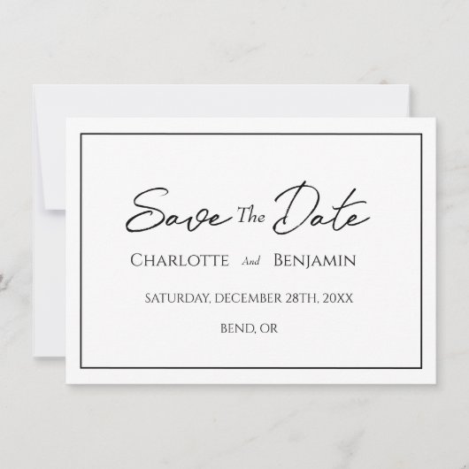 Einfache Minimalistische Hochzeitkarte Save the Da Save The Date (Vorderseite)