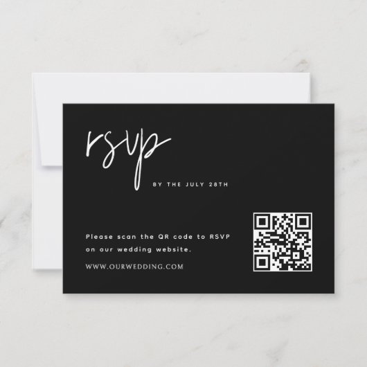Einfache Minimalistische HochzeitQR-Code RSVP Karte (Vorderseite)