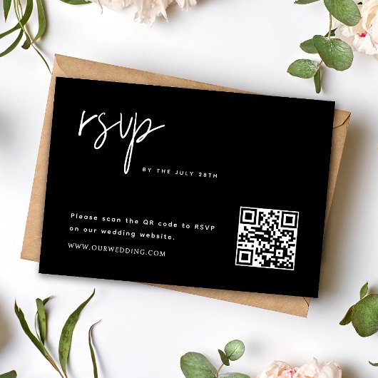 Einfache Minimalistische HochzeitQR-Code RSVP Karte