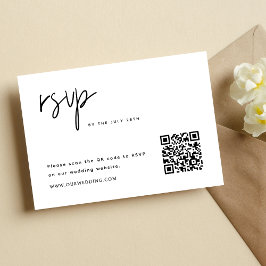 Einfache Minimalistische HochzeitQR-Code RSVP Karte