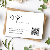 Einfache Minimalistische HochzeitQR-Code RSVP Karte