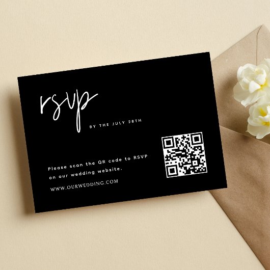 Einfache Minimalistische HochzeitQR-Code RSVP Karte