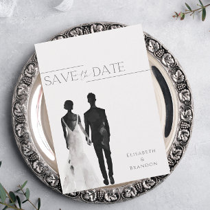 Einfache minimalistische Hochzeits-Wasserfarben-Si Save The Date