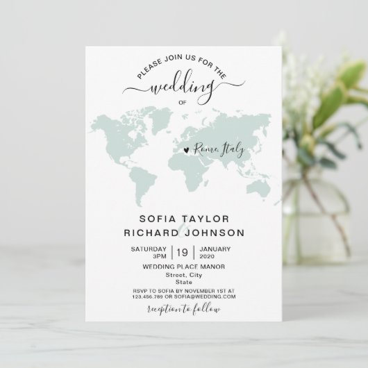 Einfache Minimalistische Hochzeitsdestination - We Einladung (Stehend Vorderseite)