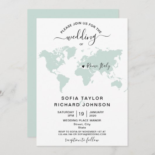 Einfache Minimalistische Hochzeitsdestination - We Einladung (Vorne/Hinten)