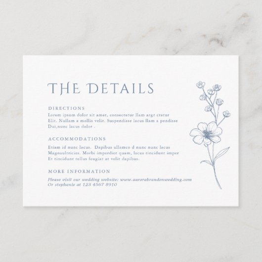 Einfache Minimalistische Hochzeitsdetails Begleitkarte (Vorderseite)
