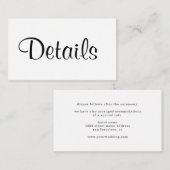Einfache Minimalistische Hochzeitsdetails Begleitkarte (Vorne/Hinten)