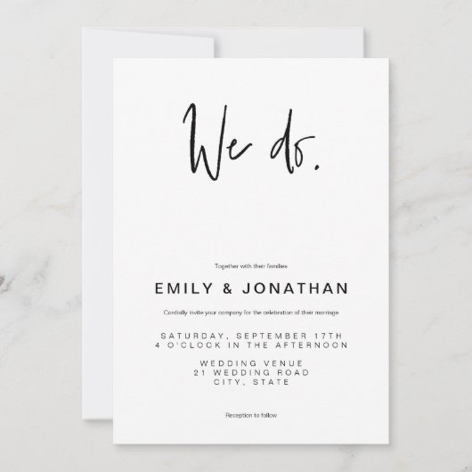 Einfache Minimalistische Hochzeitseinladung Einladung (Vorderseite)