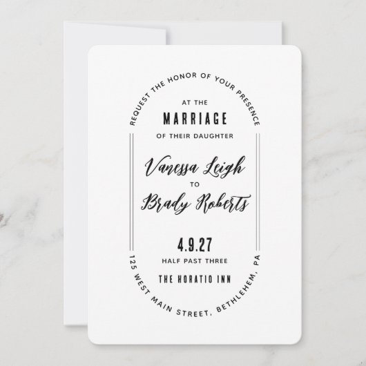 Einfache Minimalistische Hochzeitseinladung Einladung (Vorderseite)