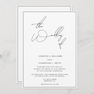 Einfache Minimalistische Hochzeitseinladung Einladung