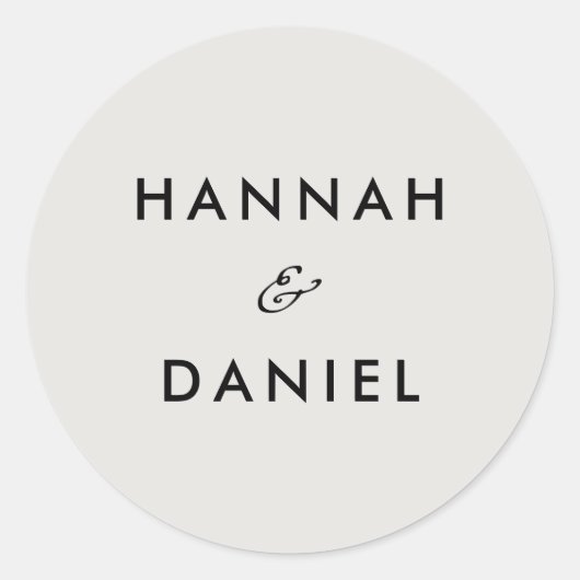 Einfache Minimalistische Hochzeitseinladung & Favo Runder Aufkleber (Vorderseite)