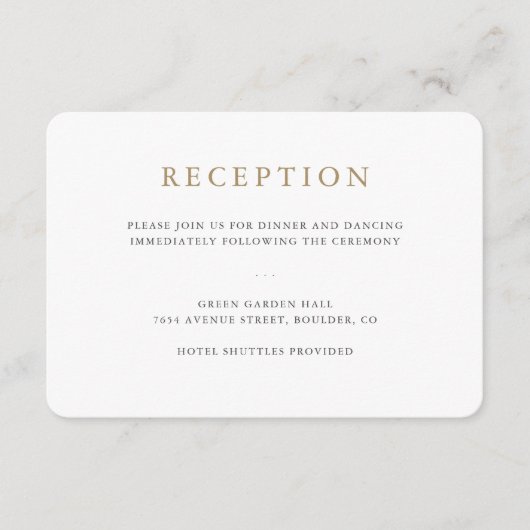 Einfache Minimalistische Hochzeitsempfangskarte Begleitkarte (Vorderseite)