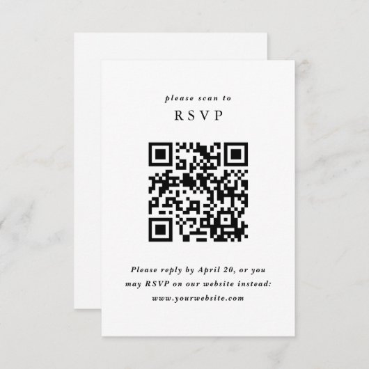 Einfache Minimalistische Hochzeitserie mit QR-Code Begleitkarte (Vorne/Hinten)