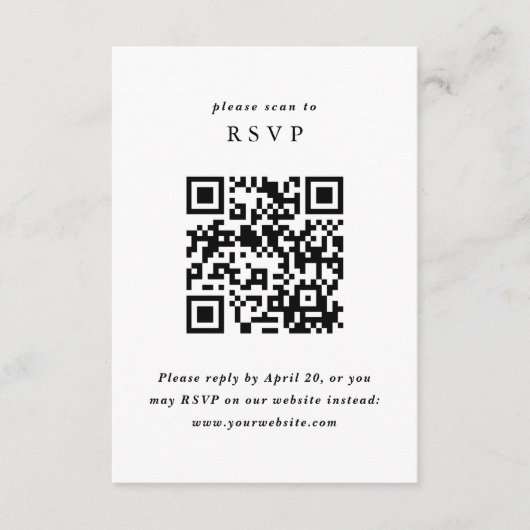 Einfache Minimalistische Hochzeitserie mit QR-Code Begleitkarte (Vorderseite)
