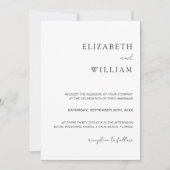 Einfache Minimalistische Hochzeitsfeier in Schwarz Einladung (Vorderseite)