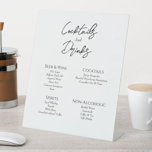Einfache Minimalistische Hochzeitsgetränke Bar Sockelschild (In Situ)