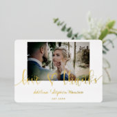 Einfache Minimalistische Hochzeitsgoldfolie Dankes Folieneinladung (Stehend vorne)