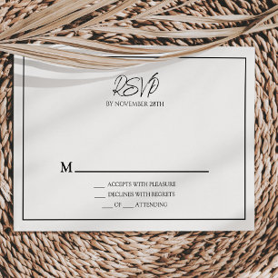 Einfache Minimalistische Hochzeitskarte für RSVP Karte