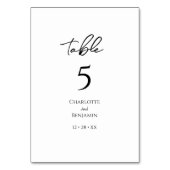 Einfache Minimalistische Hochzeitskarte für Tischn Tischnummer (Vorderseite)