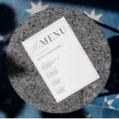 Einfache minimalistische Hochzeitsmenü in Schwarz  Einladung