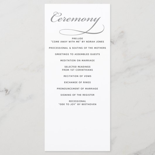 Einfache Minimalistische Hochzeitsprogramme in Sch Programm (Vorderseite)