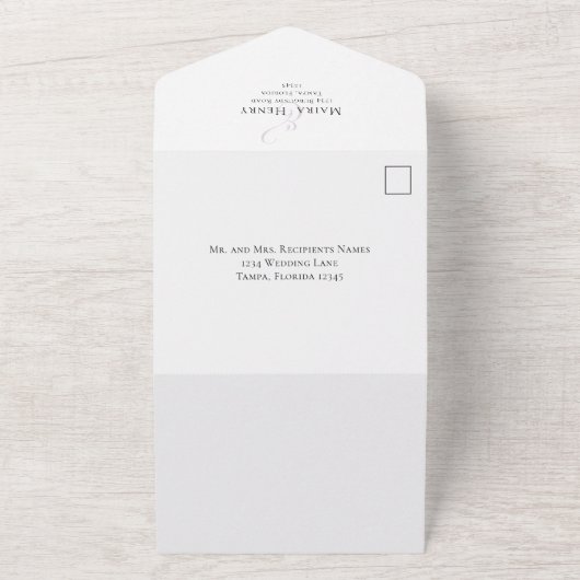 Einfache Minimalistische Hochzeitsseite All In One Einladung (Außenbereich)