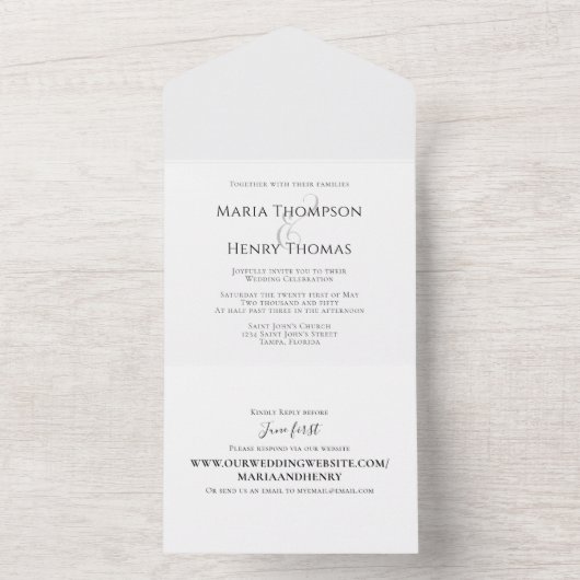 Einfache Minimalistische Hochzeitsseite All In One Einladung (Innen Boden)