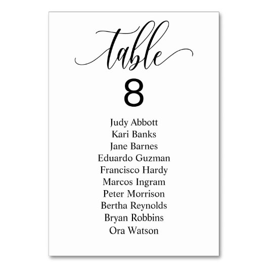 Einfache Minimalistische Hochzeitsstift Tischnummer (Vorderseite)