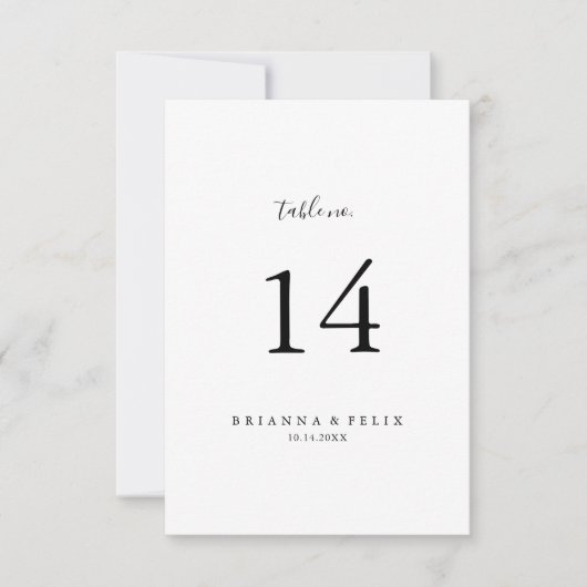 Einfache Minimalistische Hochzeitsstimmung - Tisch Einladung (Vorderseite)