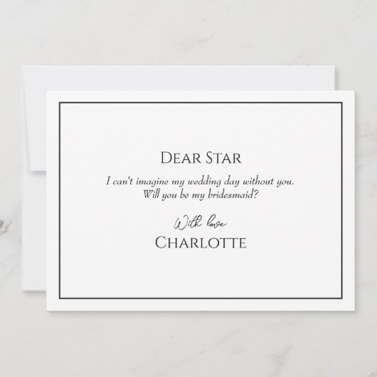 Einfache Minimalistische Hochzeitstiftkarte Einladung (Rückseite)