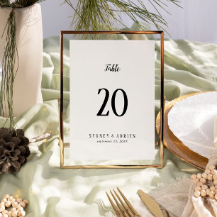 Einfache minimalistische Hochzeitstischnummern Tischnummer